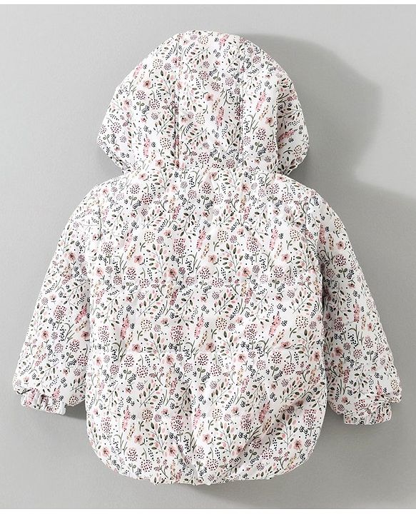 Babyhug Full Sleeves Hooded Jacket Floral Print - Pink