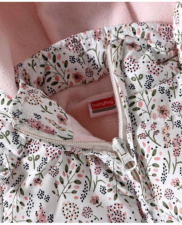Babyhug Full Sleeves Hooded Jacket Floral Print - Pink