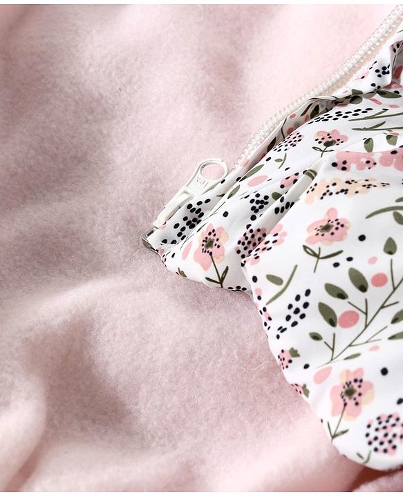 Babyhug Full Sleeves Hooded Jacket Floral Print - Pink