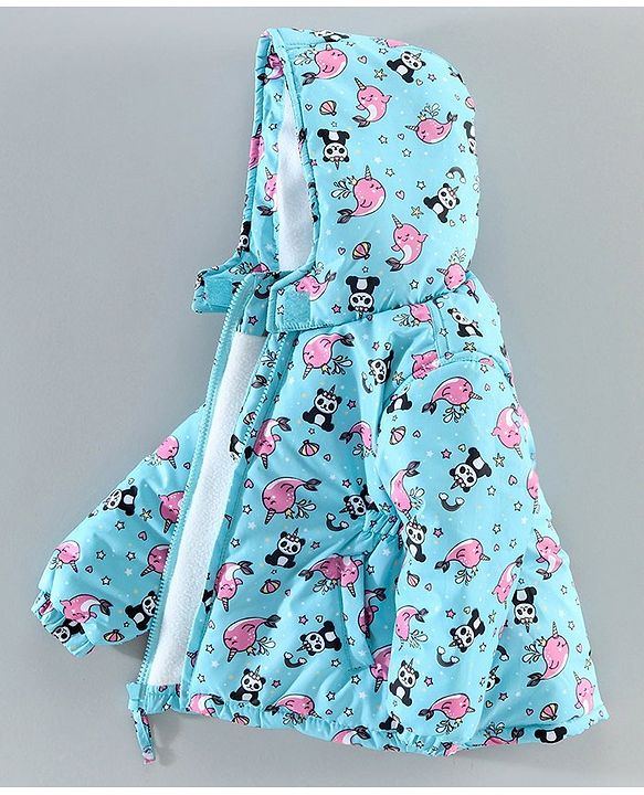 Babyhug Full Sleeves Hooded Sweatshirt Panda Print - Light Blue