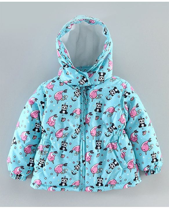 Babyhug Full Sleeves Hooded Sweatshirt Panda Print - Light Blue