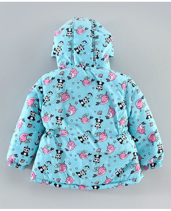 Babyhug Full Sleeves Hooded Sweatshirt Panda Print - Light Blue