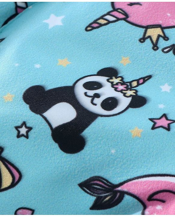 Babyhug Full Sleeves Hooded Sweatshirt Panda Print - Light Blue