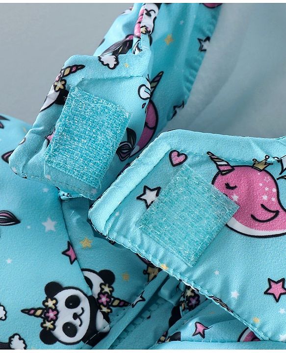 Babyhug Full Sleeves Hooded Sweatshirt Panda Print - Light Blue
