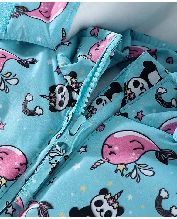 Babyhug Full Sleeves Hooded Sweatshirt Panda Print - Light Blue