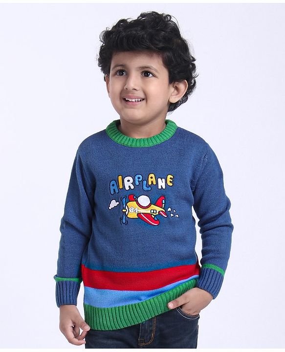 Babyhug Full Sleeves Sweater Airplane Design - Blue