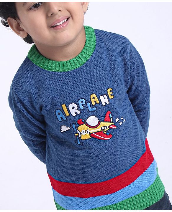 Babyhug Full Sleeves Sweater Airplane Design - Blue