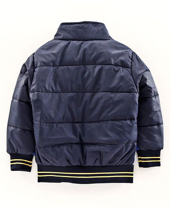 Babyhug Full Sleeves Padded Jacket Basketball Patch - Blue White