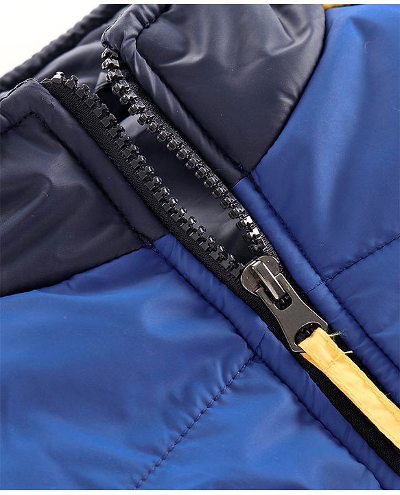 Babyhug Full Sleeves Padded Jacket Basketball Patch - Blue White