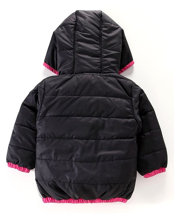 Babyhug  Full Sleeves Color Block Padded Jacket Bunny Patch - Black