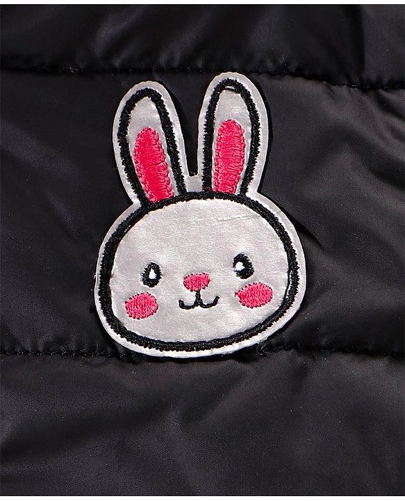 Babyhug  Full Sleeves Color Block Padded Jacket Bunny Patch - Black