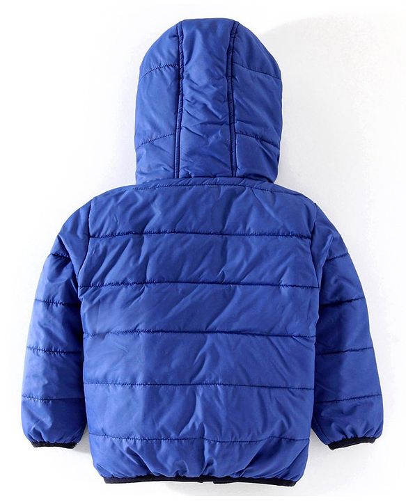 Babyhug Padded Hooded Jacket Soccer Badge - Blue