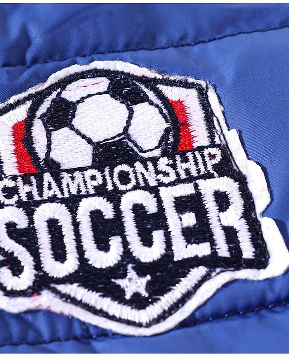 Babyhug Padded Hooded Jacket Soccer Badge - Blue