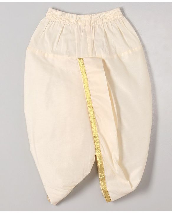 Babyhug Full Sleeves Kurta, Dhoti & Waistcoat - Ivory Gold