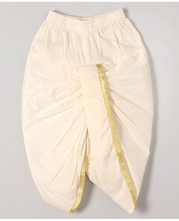 Babyhug Full Sleeves Kurta, Dhoti & Waistcoat - Ivory Gold