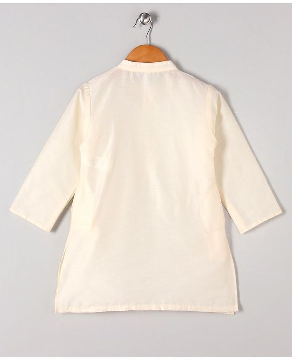 Babyhug Full Sleeves Kurta, Dhoti & Waistcoat - Ivory Gold