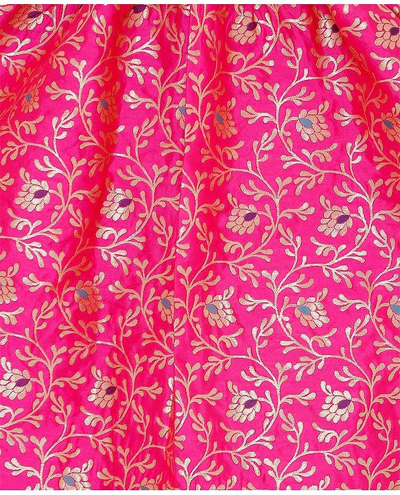 Babyhug Three Fourth Sleeves Long Dress Floral Embroidery - Pink