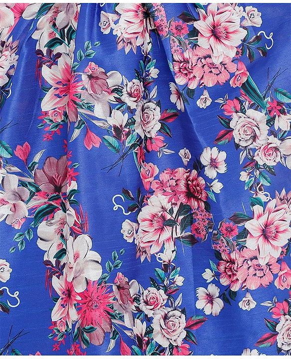 Babyhug Floral Printed Long Dress - Royal Blue
