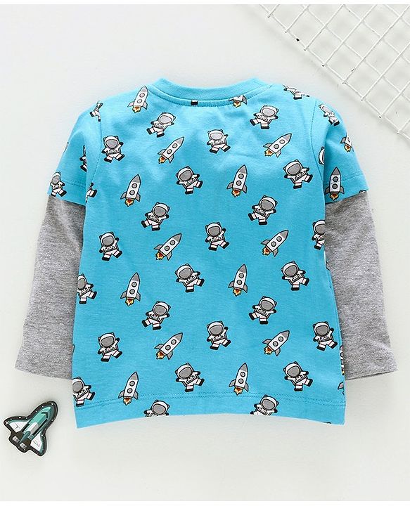 Babyhug Doctor Sleeves Tee Genius Kid Print - Blue