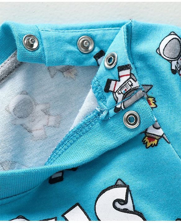 Babyhug Doctor Sleeves Tee Genius Kid Print - Blue