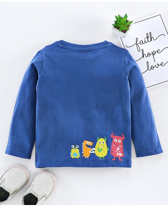 Babyhug Full Sleeves Tee Text Print - Blue