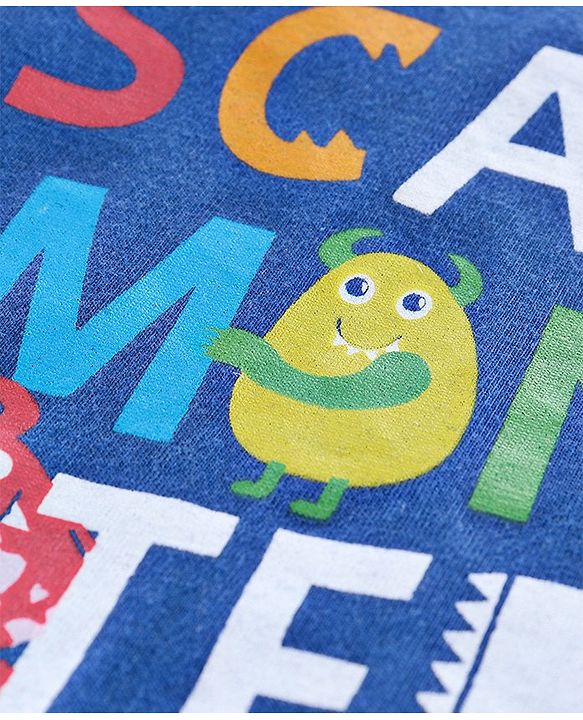 Babyhug Full Sleeves Tee Text Print - Blue