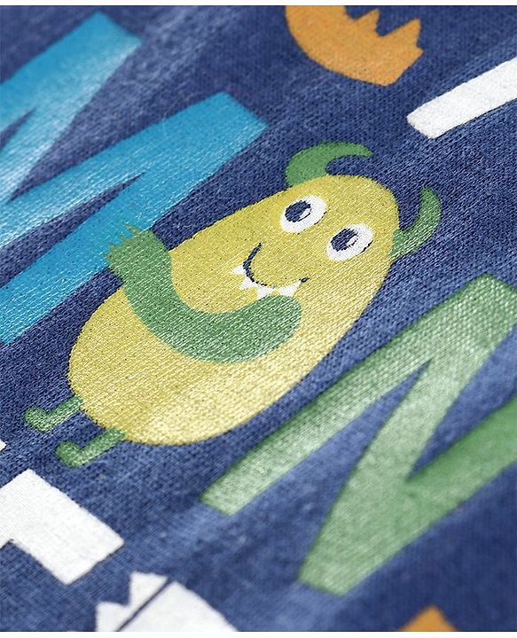 Babyhug Full Sleeves Tee Text Print - Blue