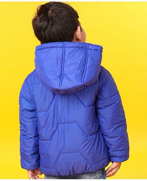 Babyhug Full Sleeves Hooded Padded Jacket - Blue