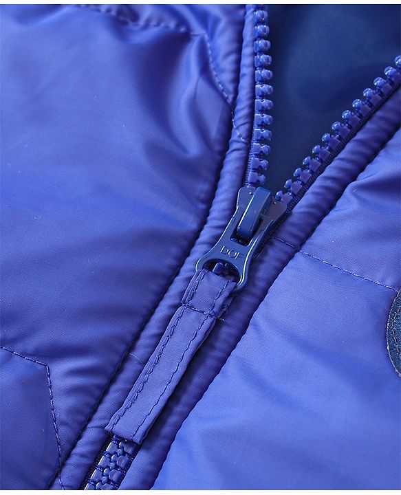 Babyhug Full Sleeves Hooded Padded Jacket - Blue