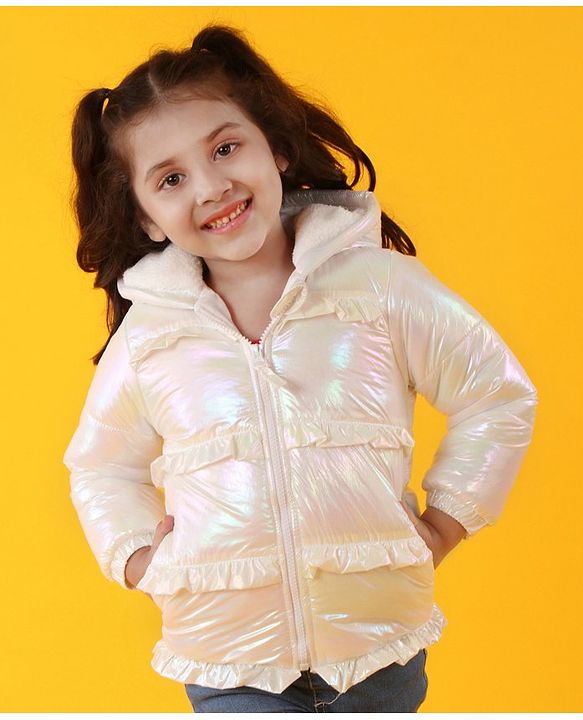 Babyhug Full Sleeves Padded Jacket - White