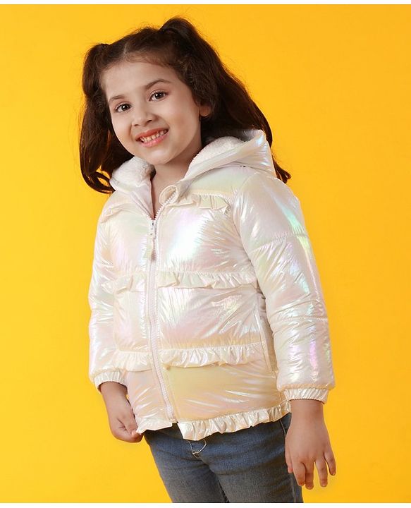 Babyhug Full Sleeves Padded Jacket - White