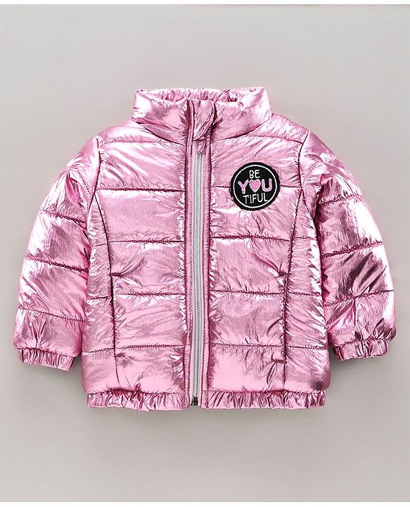 Babyhug Full Sleeves Padded Jacket Beautiful Patch - Pink