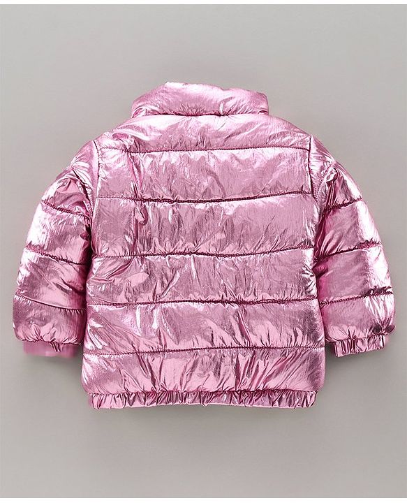 Babyhug Full Sleeves Padded Jacket Beautiful Patch - Pink