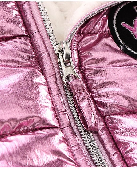 Babyhug Full Sleeves Padded Jacket Beautiful Patch - Pink