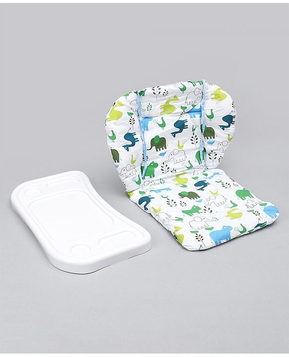 Babyhug Food Tray and Cushion Set Elephant Print - Green Blue