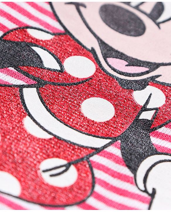 Babyhug Full Sleeves Cold Shoulder Top Minnie Mouse Print - Peach