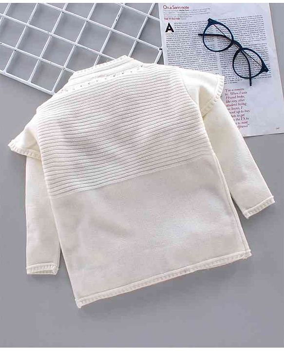 Babyhug Full Sleeves Sweater Butterfly Print - Off White