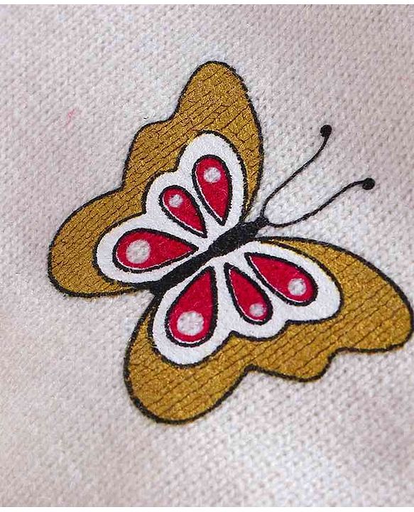 Babyhug Full Sleeves Sweater Butterfly Print - Off White