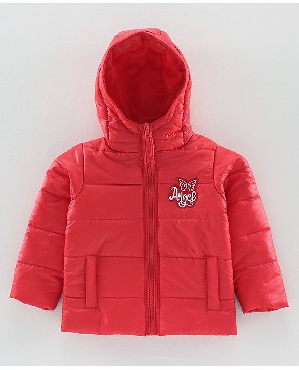 Babyhug Full Sleeves Hooded Quilted Jacket - Red