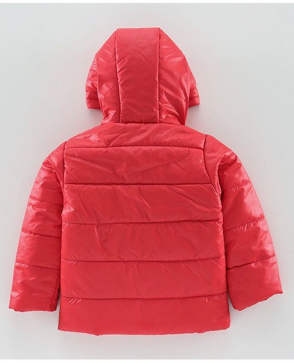 Babyhug Full Sleeves Hooded Quilted Jacket - Red