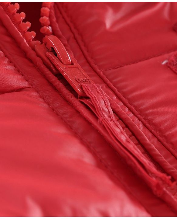 Babyhug Full Sleeves Hooded Quilted Jacket - Red