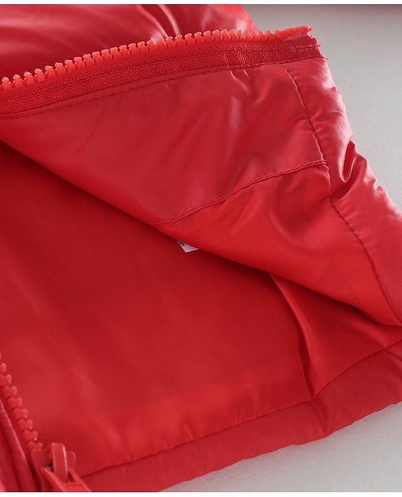 Babyhug Full Sleeves Hooded Quilted Jacket - Red