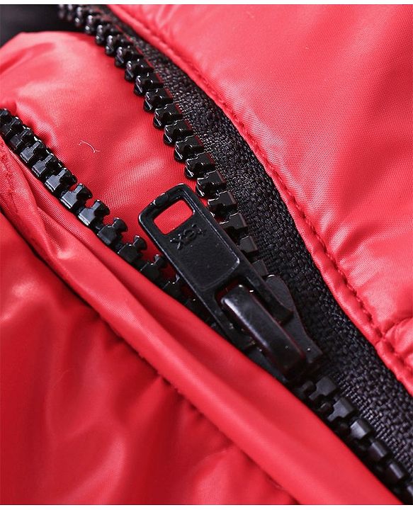 Babyhug Full Sleeves Hooded Padded Jacket - Red Navy