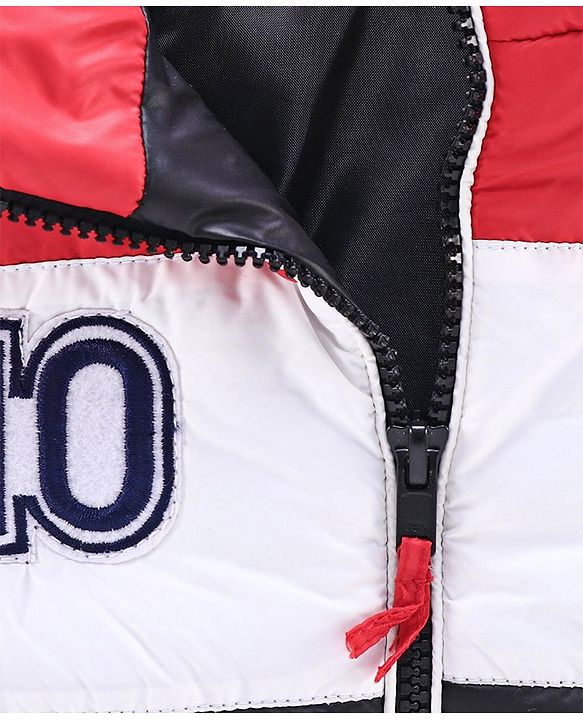 Babyhug Full Sleeves Hooded Padded Jacket - Red Navy