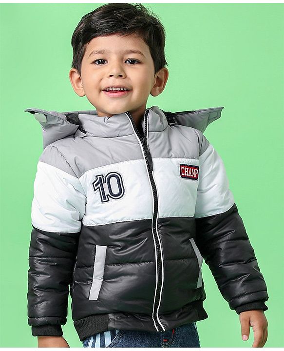 Babyhug Full Sleeves Hooded Padded Jacket - Red Navy