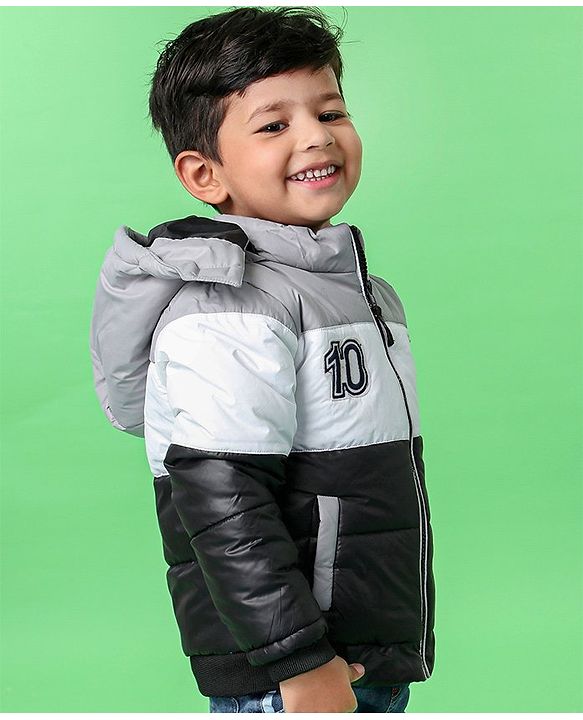 Babyhug Full Sleeves Hooded Padded Jacket - Red Navy