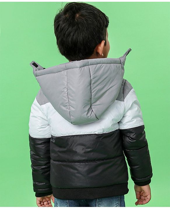 Babyhug Full Sleeves Hooded Padded Jacket - Red Navy