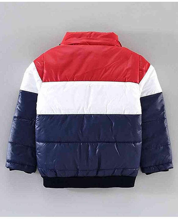 Babyhug Full Sleeves Hooded Padded Jacket - Red Navy