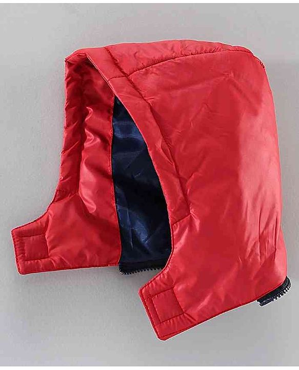 Babyhug Full Sleeves Hooded Padded Jacket - Red Navy