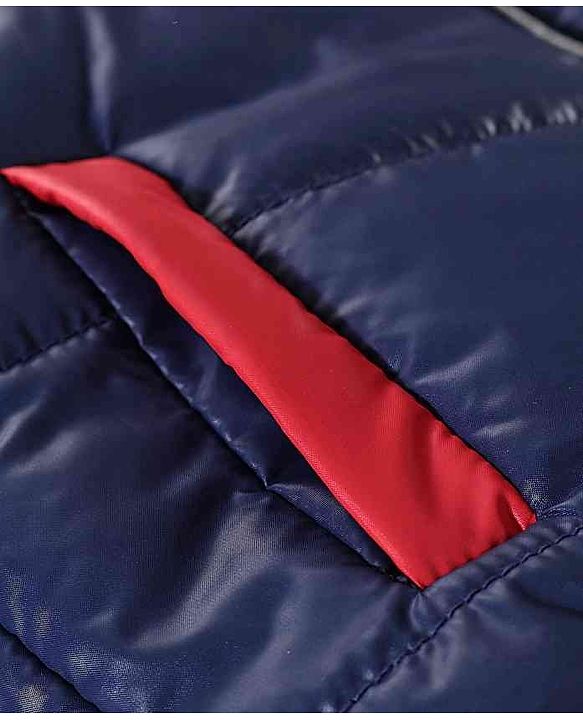 Babyhug Full Sleeves Hooded Padded Jacket - Red Navy